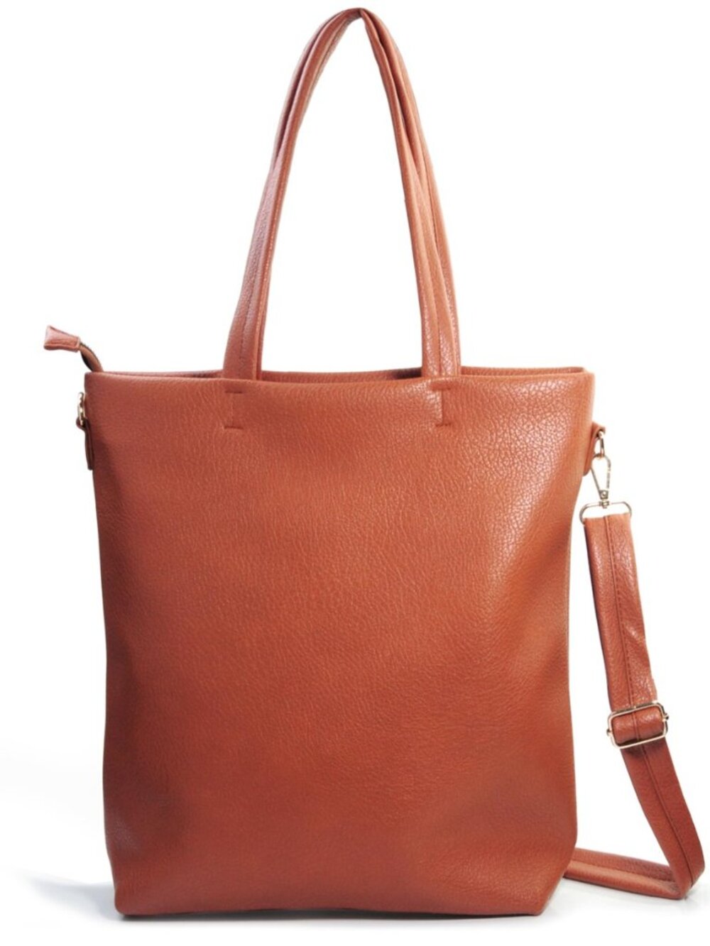 Women's Vertical Tote Bag with Removable Shoulder Strap Vegan Leather Shoulder